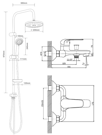 Душевая система с однорычажным смесителем Orange Iris M41-913cr хром